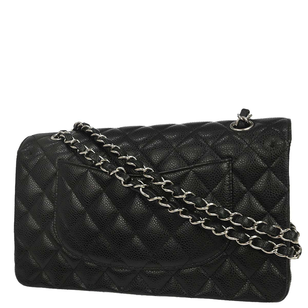 Chanel Black Caviar Skin Medium Classic Double Flap Shoulder Bag