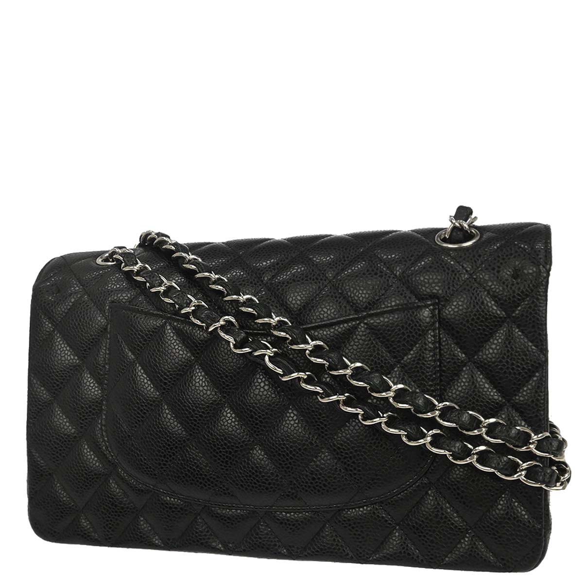 Chanel Black Caviar Skin Medium Classic Double Flap Shoulder Bag