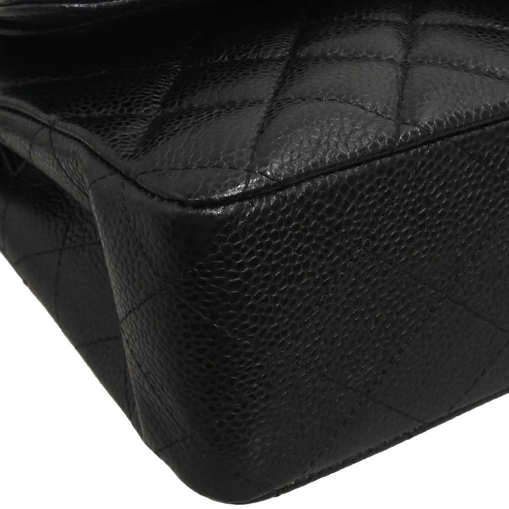 Chanel Black Caviar Skin Medium Classic Double Flap Shoulder Bag