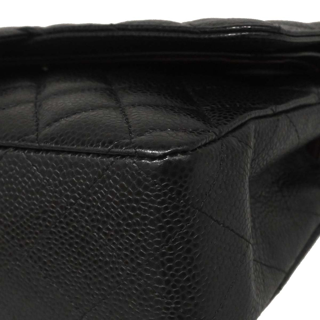 Chanel Black Caviar Skin Medium Classic Double Flap Shoulder Bag