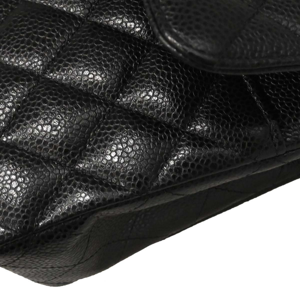 Chanel Black Caviar Skin Medium Classic Double Flap Shoulder Bag