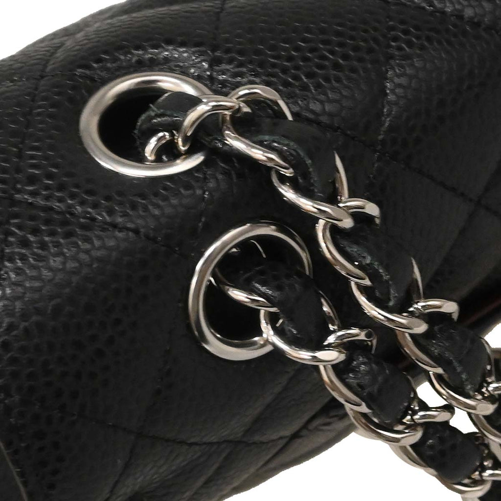 Chanel Black Caviar Skin Medium Classic Double Flap Shoulder Bag