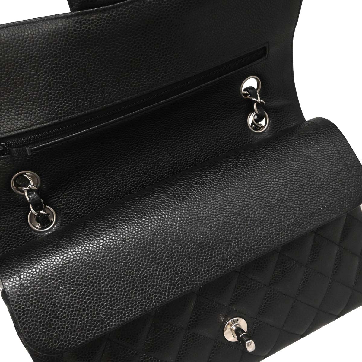 Chanel Black Caviar Skin Medium Classic Double Flap Shoulder Bag