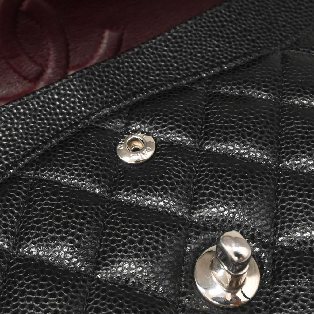 Chanel Black Caviar Skin Medium Classic Double Flap Shoulder Bag