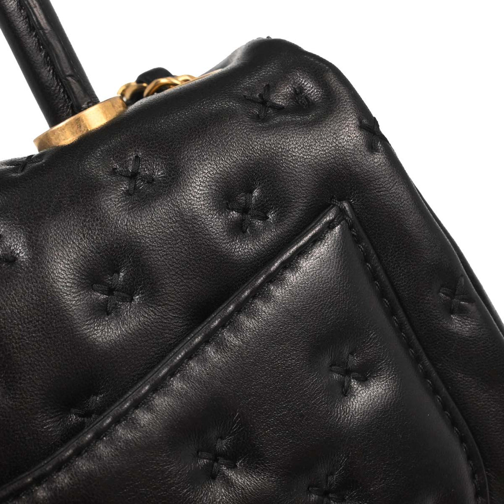 Chanel 2017 Black Lambskin Top Handle 2way Shoulder Handbag