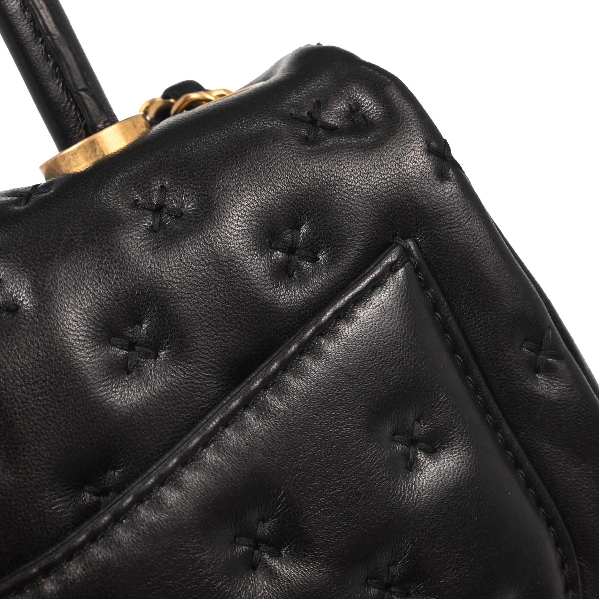 Chanel 2017 Black Lambskin Top Handle 2way Shoulder Handbag