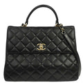 Chanel 2014 Black Lambskin Top Handle 2way Shoulder Handbag