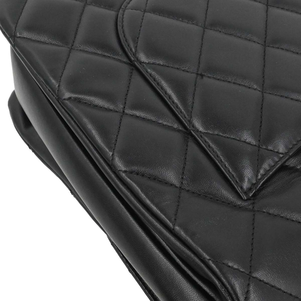 Chanel 2014 Black Lambskin Top Handle 2way Shoulder Handbag