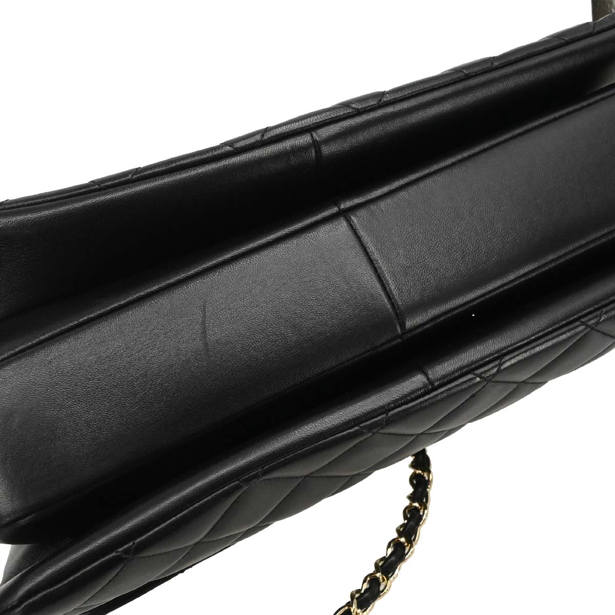 Chanel 2014 Black Lambskin Top Handle 2way Shoulder Handbag