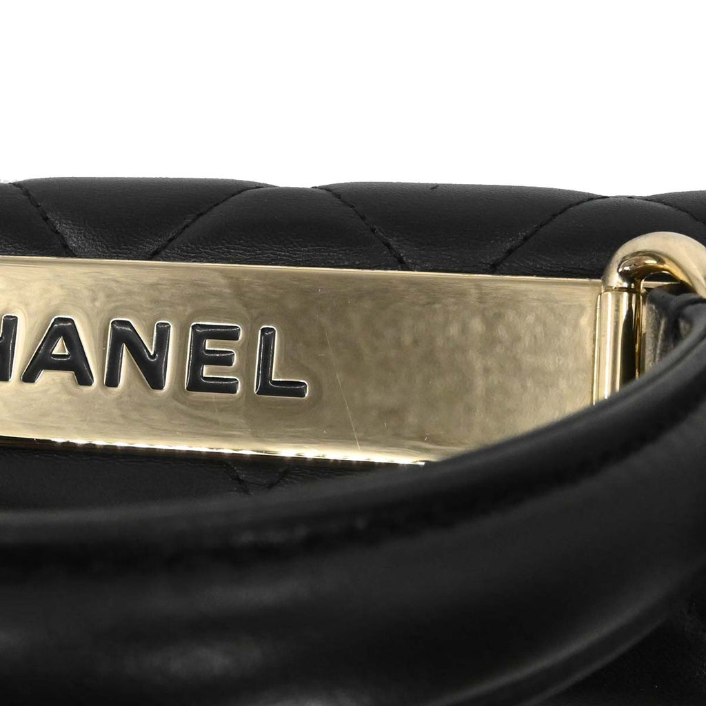 Chanel 2014 Black Lambskin Top Handle 2way Shoulder Handbag