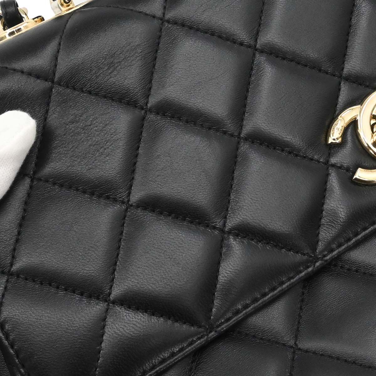 Chanel 2014 Black Lambskin Top Handle 2way Shoulder Handbag