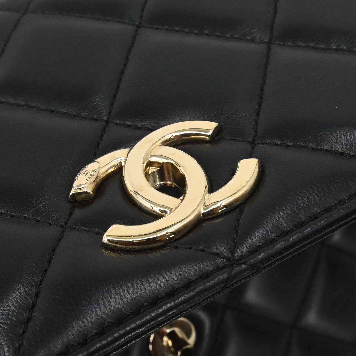 Chanel 2014 Black Lambskin Top Handle 2way Shoulder Handbag