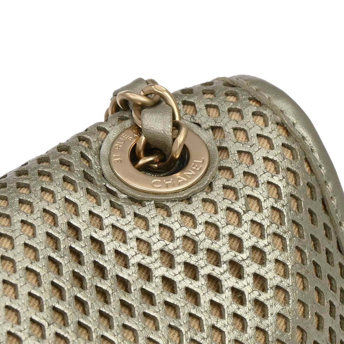 Chanel Silver Perforated Calfskin French Riviera Shoulder Bag