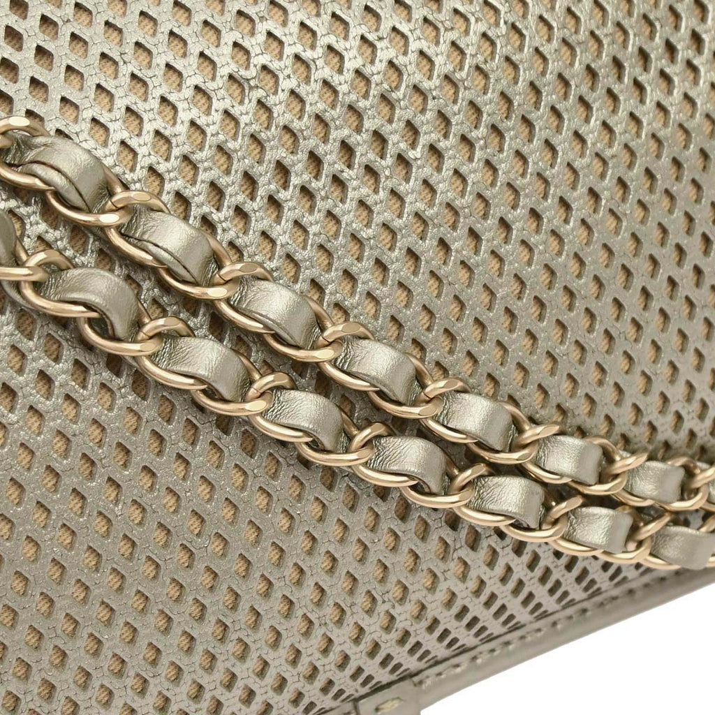 Chanel Silver Perforated Calfskin French Riviera Shoulder Bag