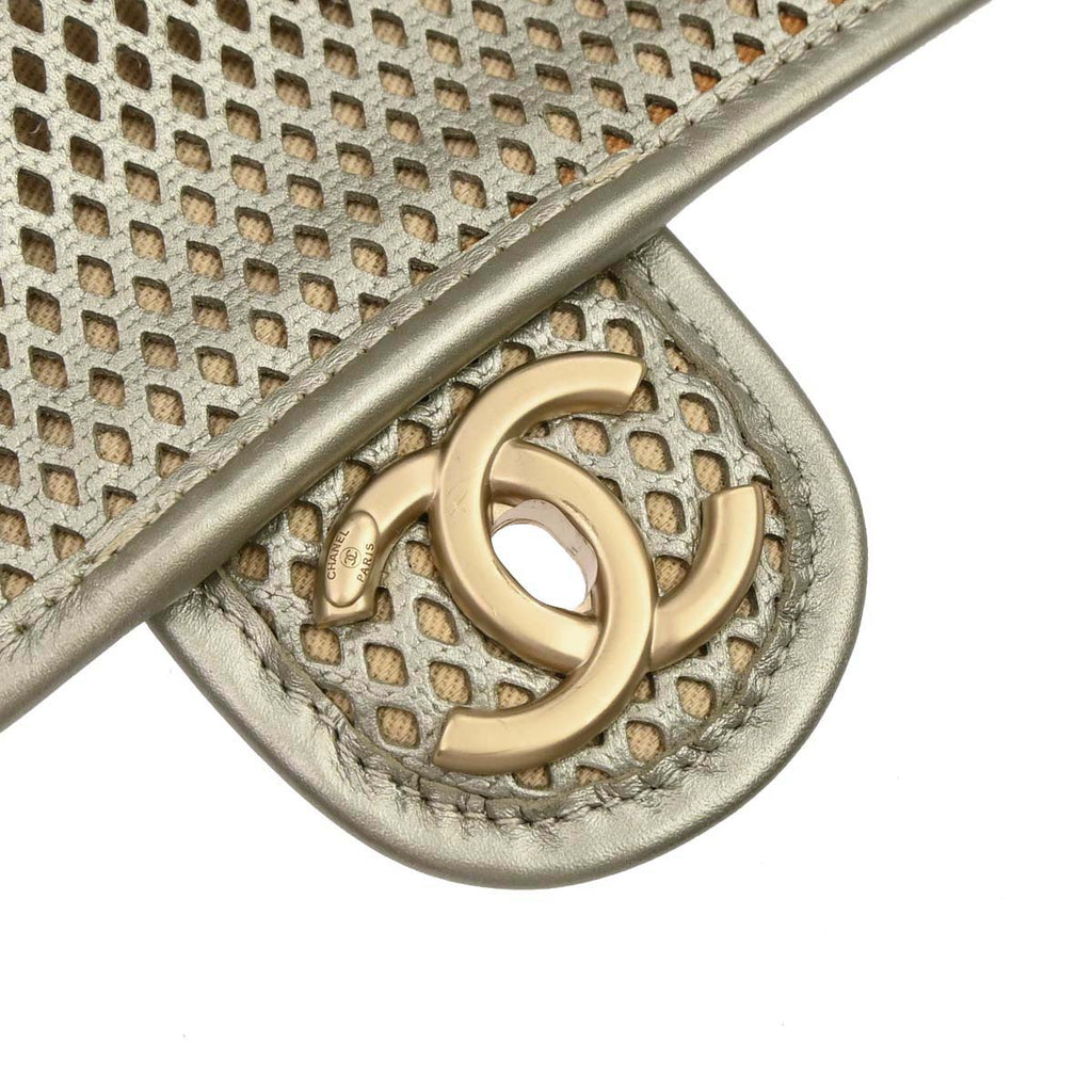 Chanel Silver Perforated Calfskin French Riviera Shoulder Bag