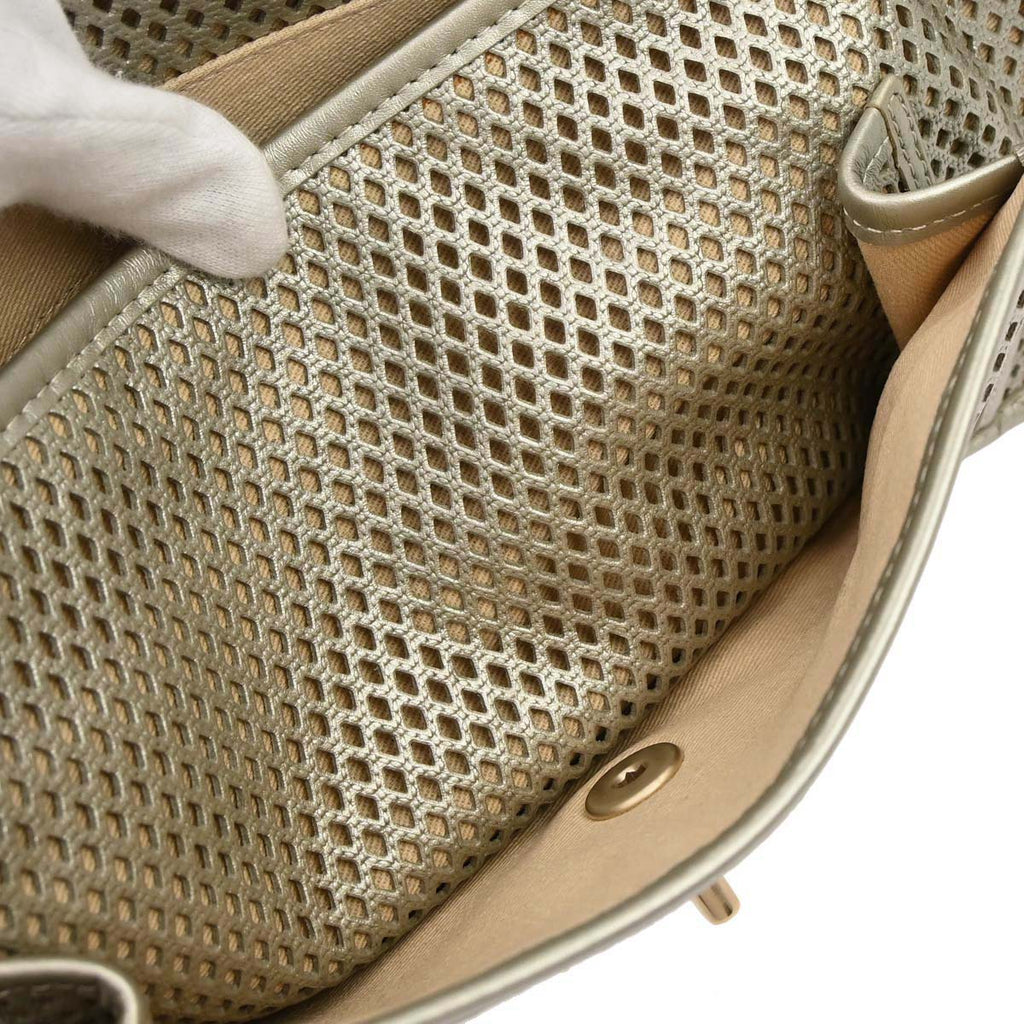 Chanel Silver Perforated Calfskin French Riviera Shoulder Bag