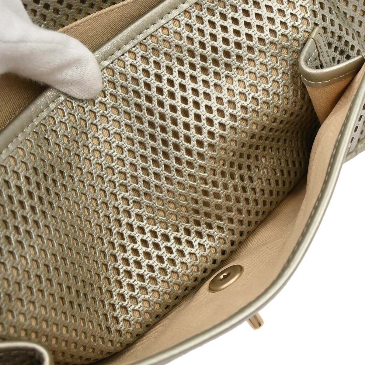 Chanel Silver Perforated Calfskin French Riviera Shoulder Bag