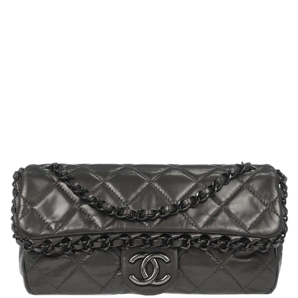 Chanel Gray Calfskin Chain Me Shoulder Bag