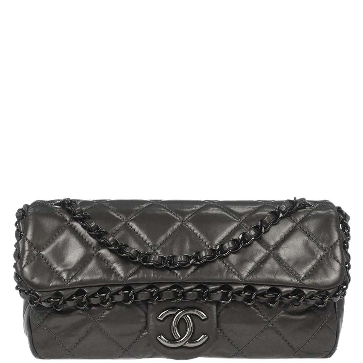 Chanel Gray Calfskin Chain Me Shoulder Bag