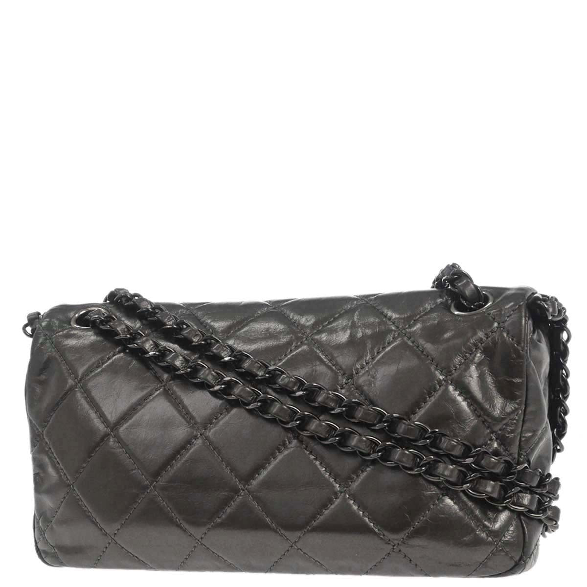 Chanel Gray Calfskin Chain Me Shoulder Bag