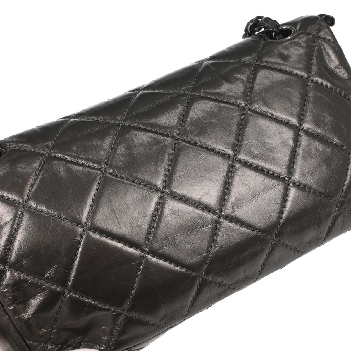 Chanel Gray Calfskin Chain Me Shoulder Bag