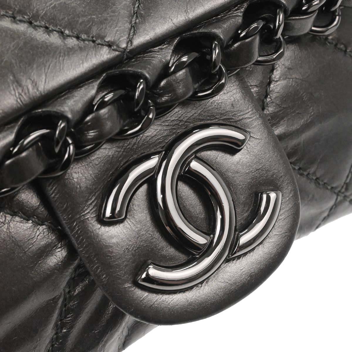 Chanel Gray Calfskin Chain Me Shoulder Bag