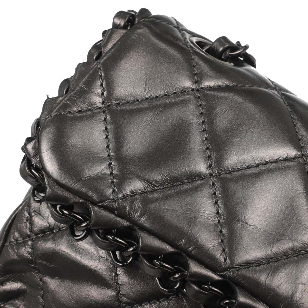 Chanel Gray Calfskin Chain Me Shoulder Bag