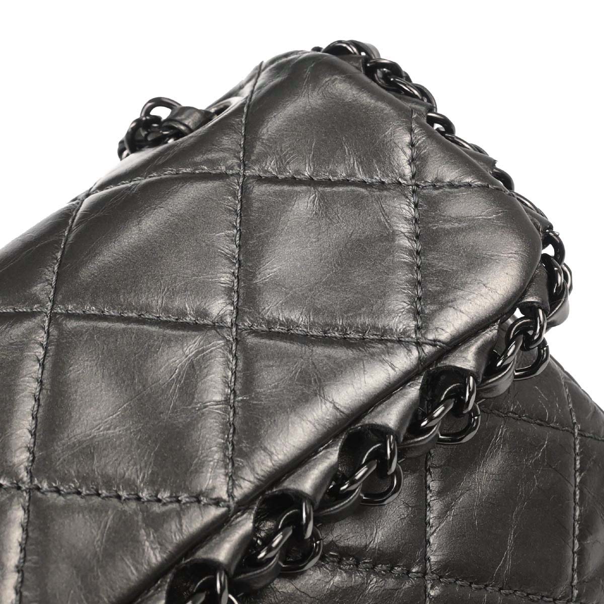 Chanel Gray Calfskin Chain Me Shoulder Bag