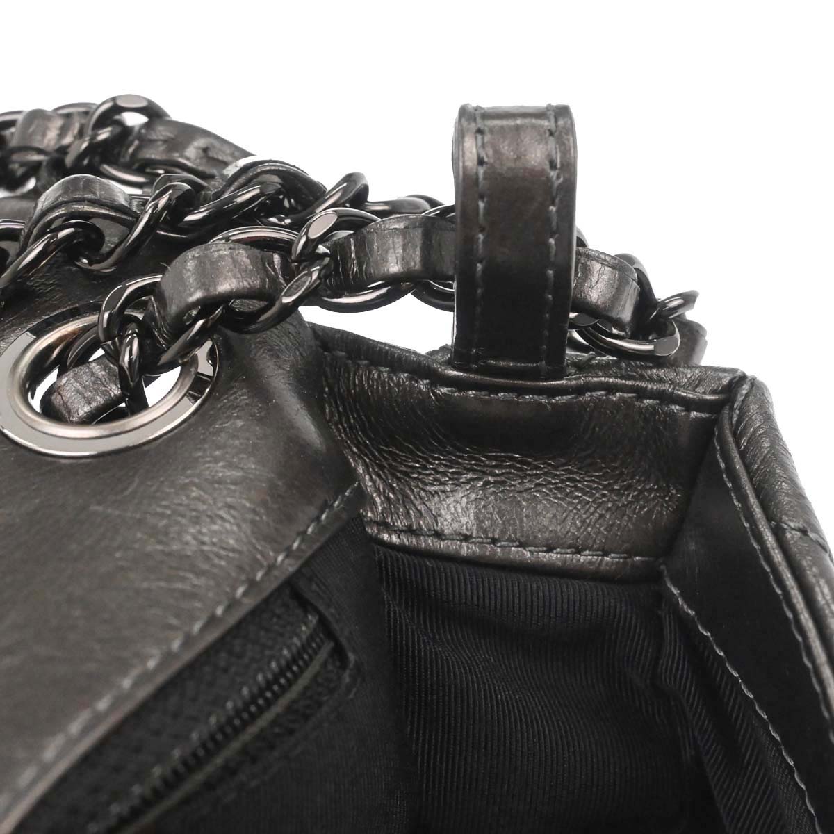 Chanel Gray Calfskin Chain Me Shoulder Bag