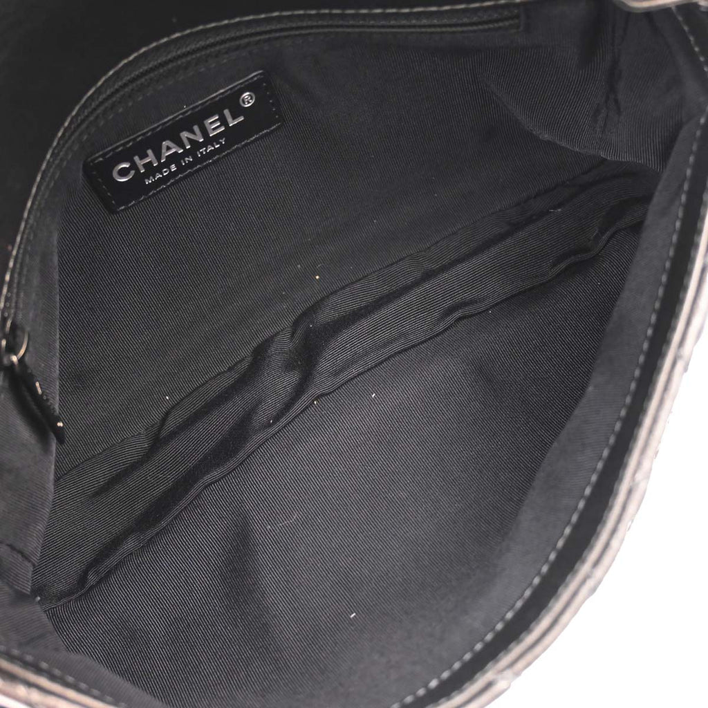 Chanel Gray Calfskin Chain Me Shoulder Bag