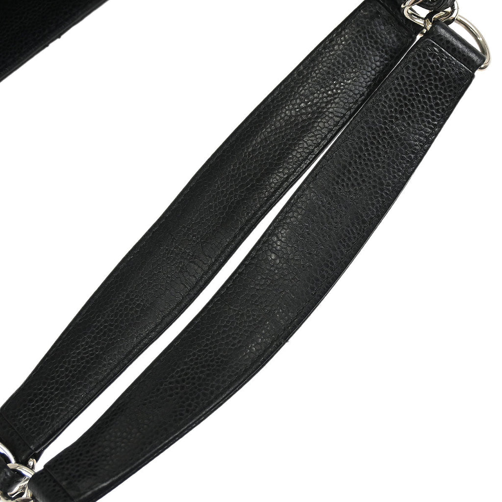 Chanel Black Caviar Skin Grand Shopping Tote GST Chain Handbag