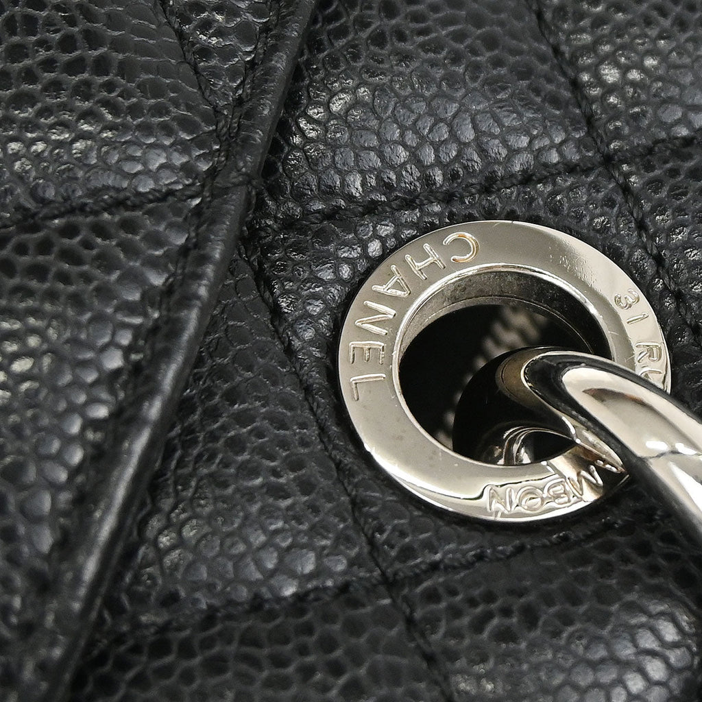 Chanel Black Caviar Skin Grand Shopping Tote GST Chain Handbag