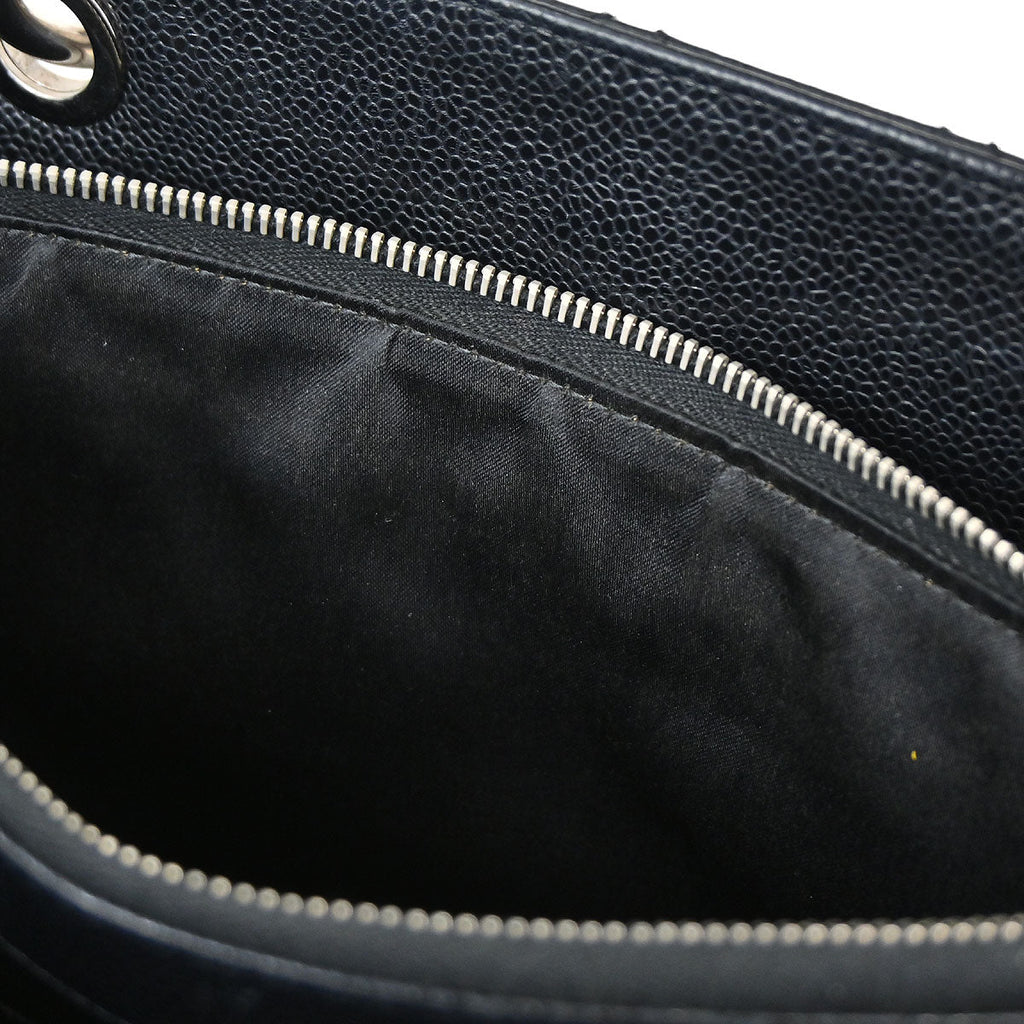 Chanel Black Caviar Skin Grand Shopping Tote GST Chain Handbag