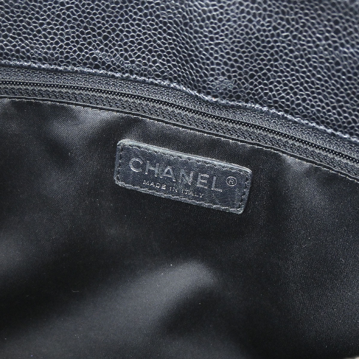 Chanel Black Caviar Skin Grand Shopping Tote GST Chain Handbag