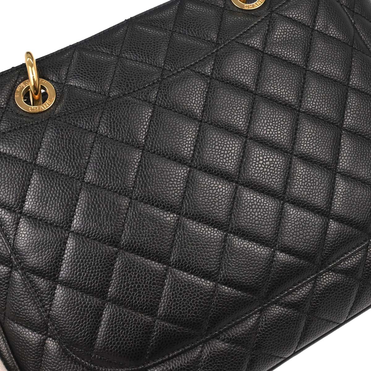 Chanel 2013-2014 Black Caviar Grand Shopping Tote GST Chain Handbag