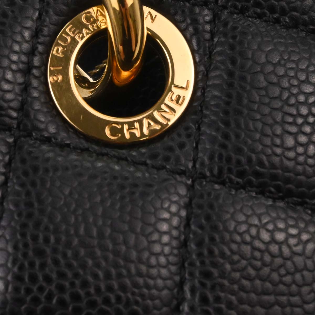 Chanel 2013-2014 Black Caviar Grand Shopping Tote GST Chain Handbag