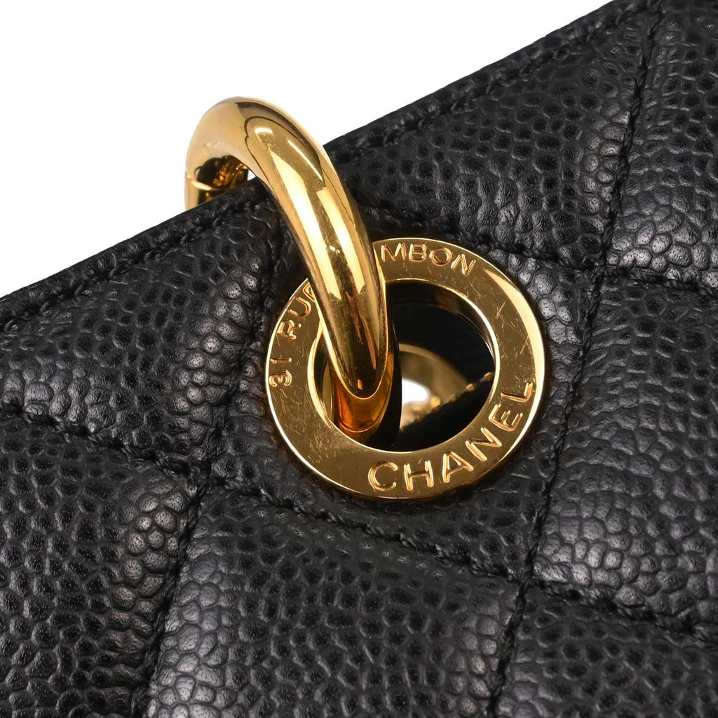 Chanel 2013-2014 Black Caviar Grand Shopping Tote GST Chain Handbag