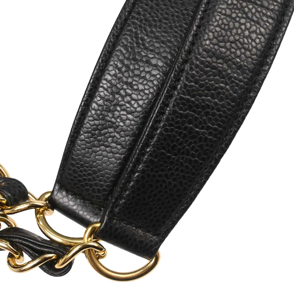 Chanel 2013-2014 Black Caviar Grand Shopping Tote GST Chain Handbag