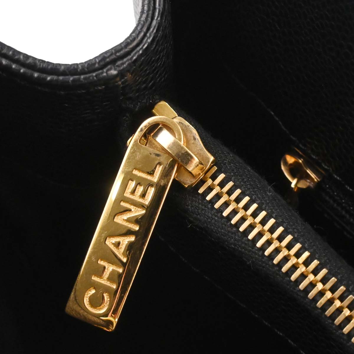Chanel 2013-2014 Black Caviar Grand Shopping Tote GST Chain Handbag