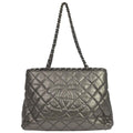 Chanel Metallic Silver Calfskin Chain Me Tote Handbag