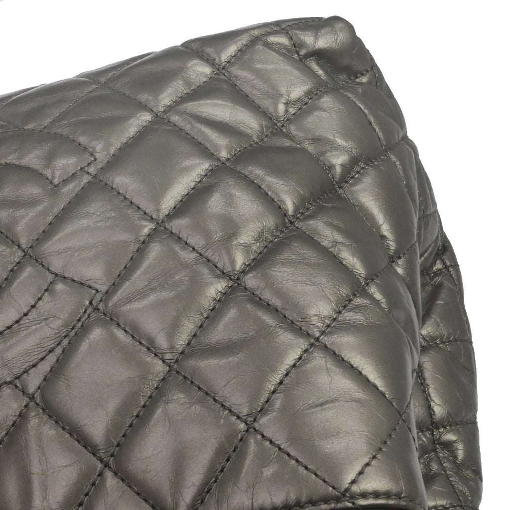 Chanel Metallic Silver Calfskin Chain Me Tote Handbag