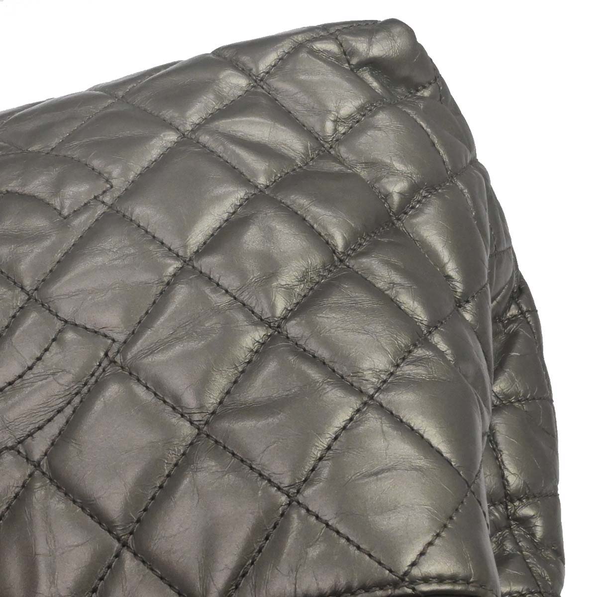 Chanel Metallic Silver Calfskin Chain Me Tote Handbag
