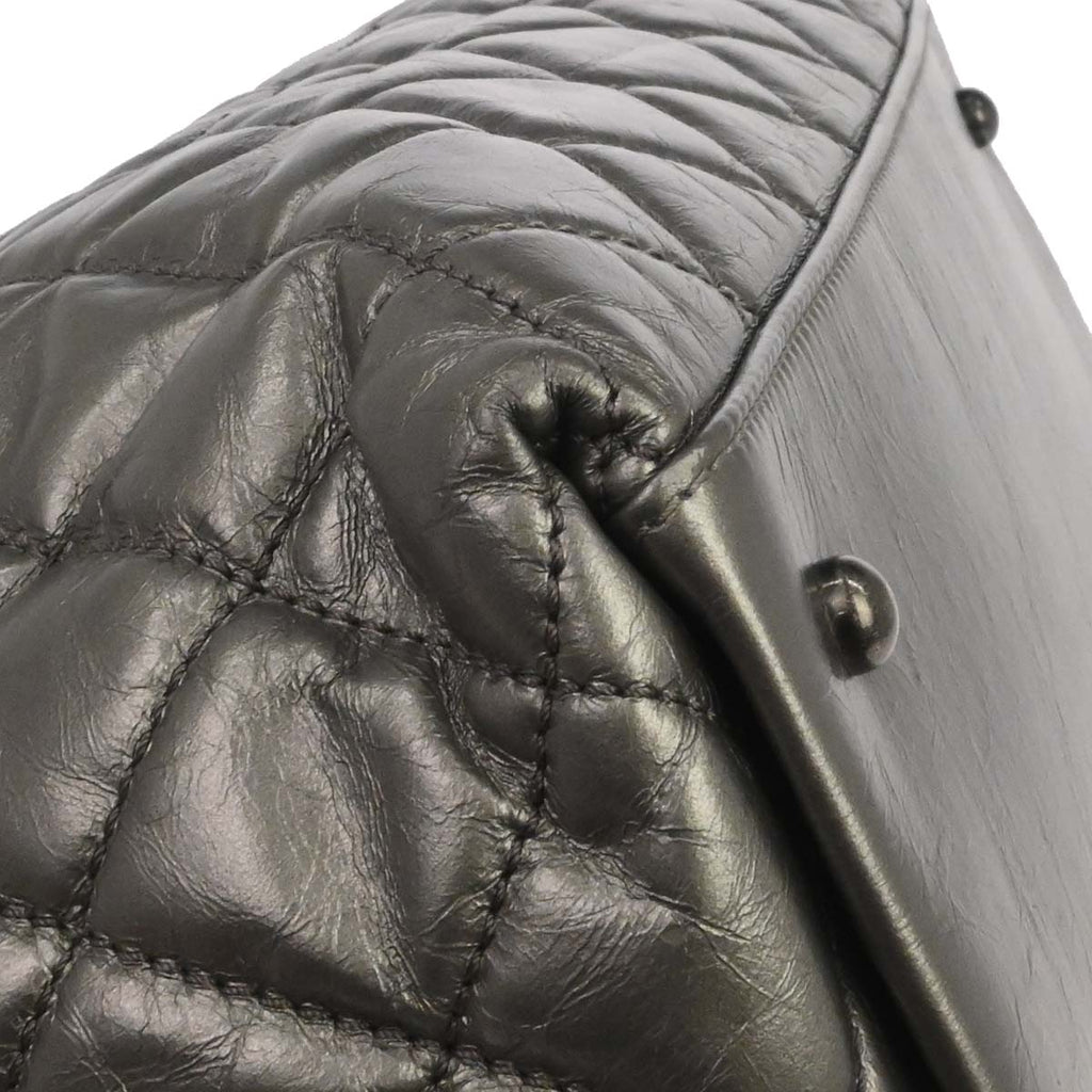 Chanel Metallic Silver Calfskin Chain Me Tote Handbag