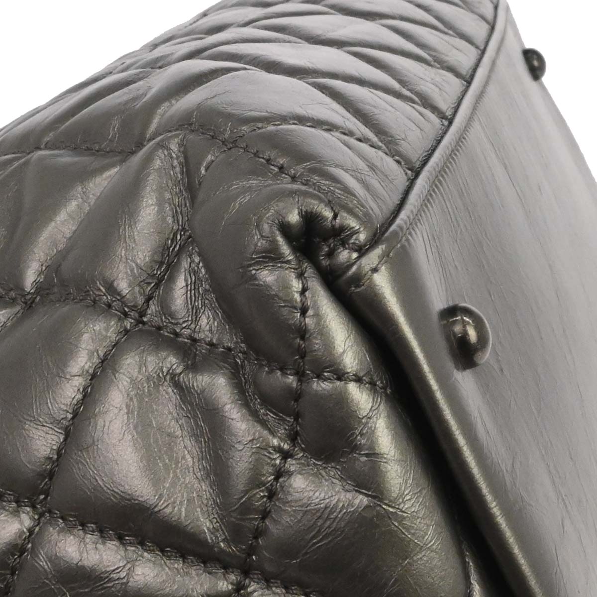 Chanel Metallic Silver Calfskin Chain Me Tote Handbag