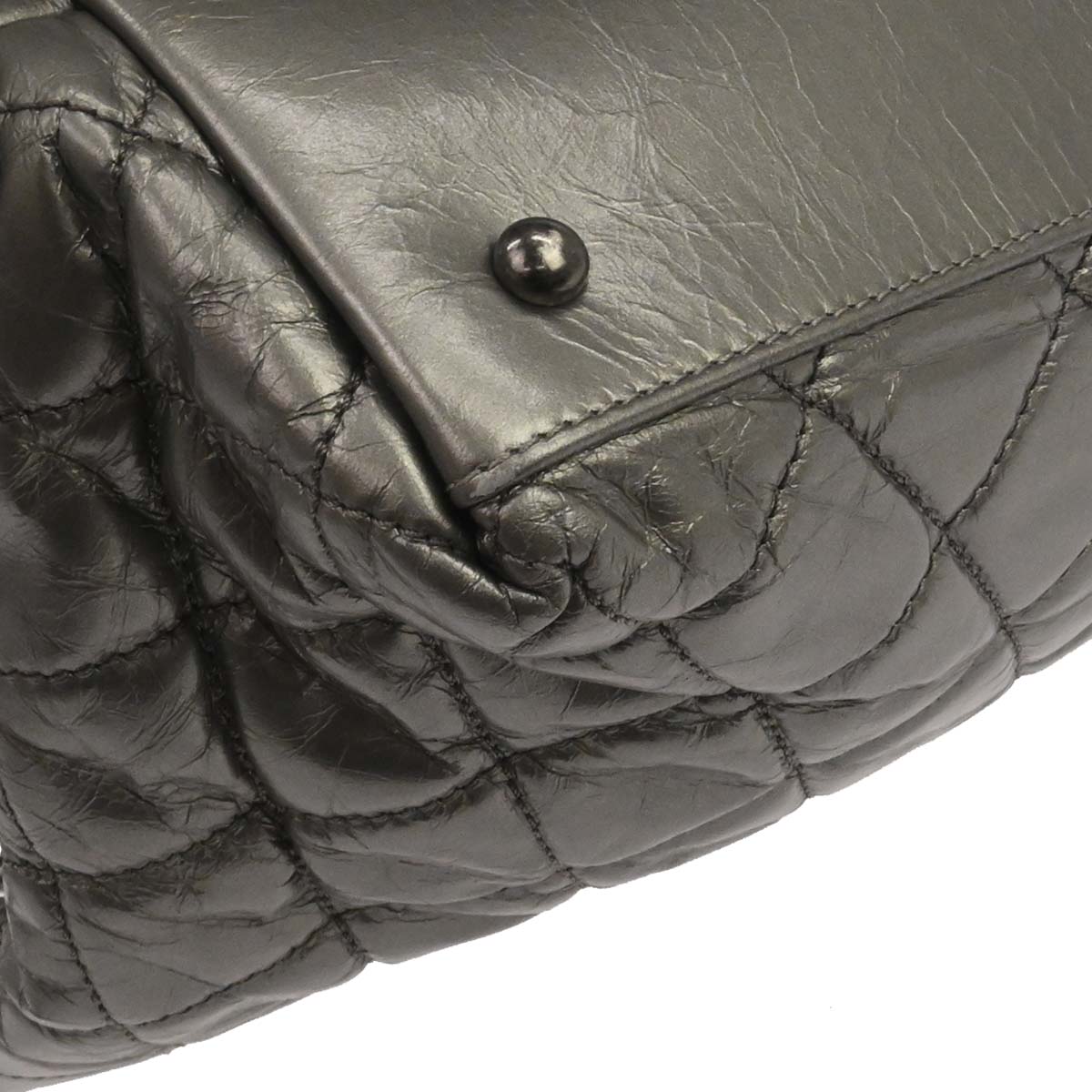 Chanel Metallic Silver Calfskin Chain Me Tote Handbag