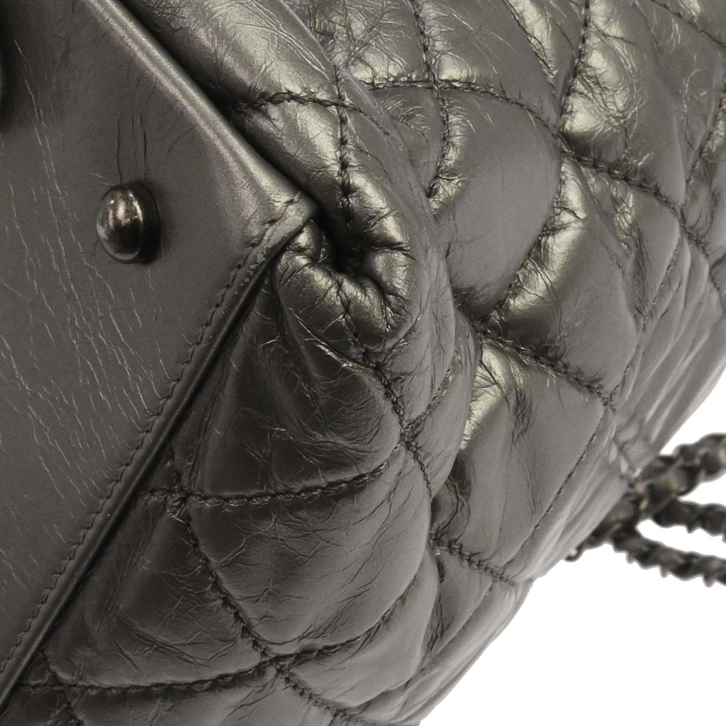 Chanel Metallic Silver Calfskin Chain Me Tote Handbag
