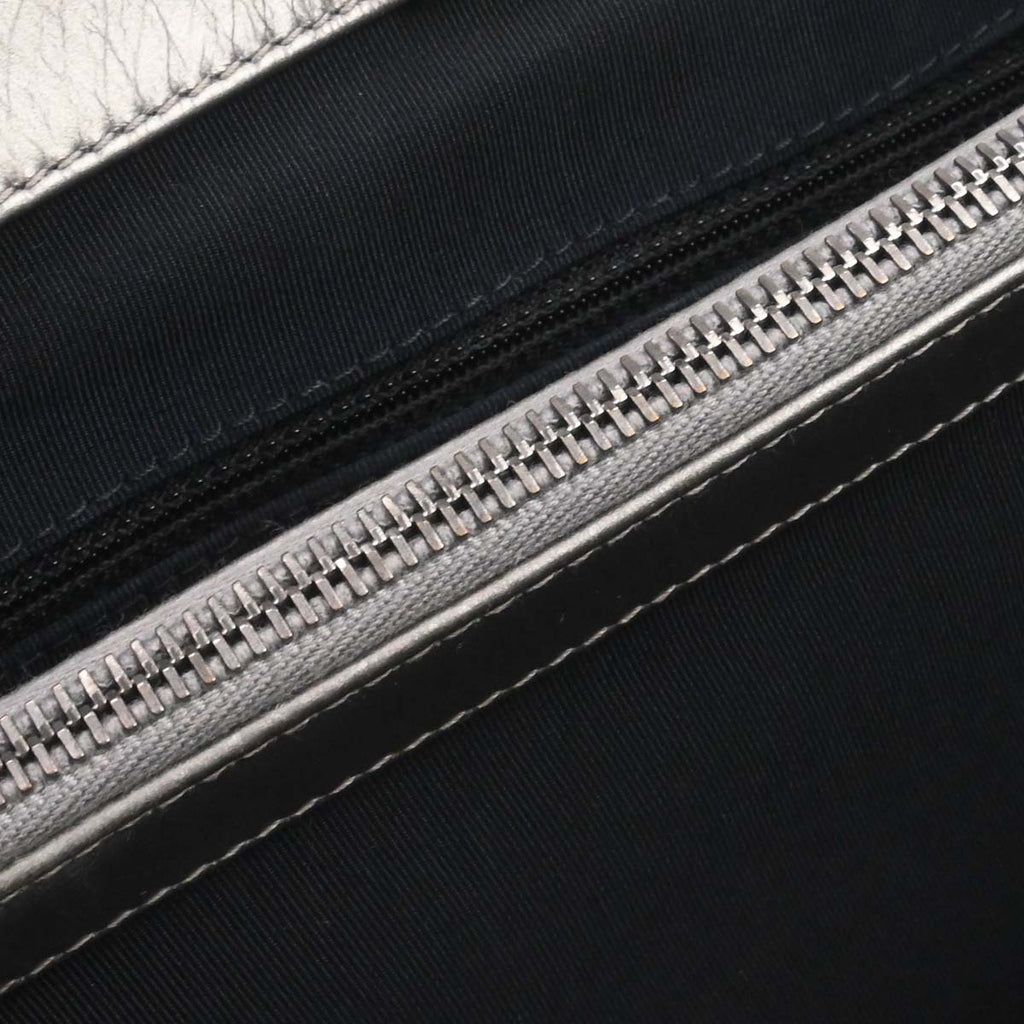 Chanel Metallic Silver Calfskin Chain Me Tote Handbag