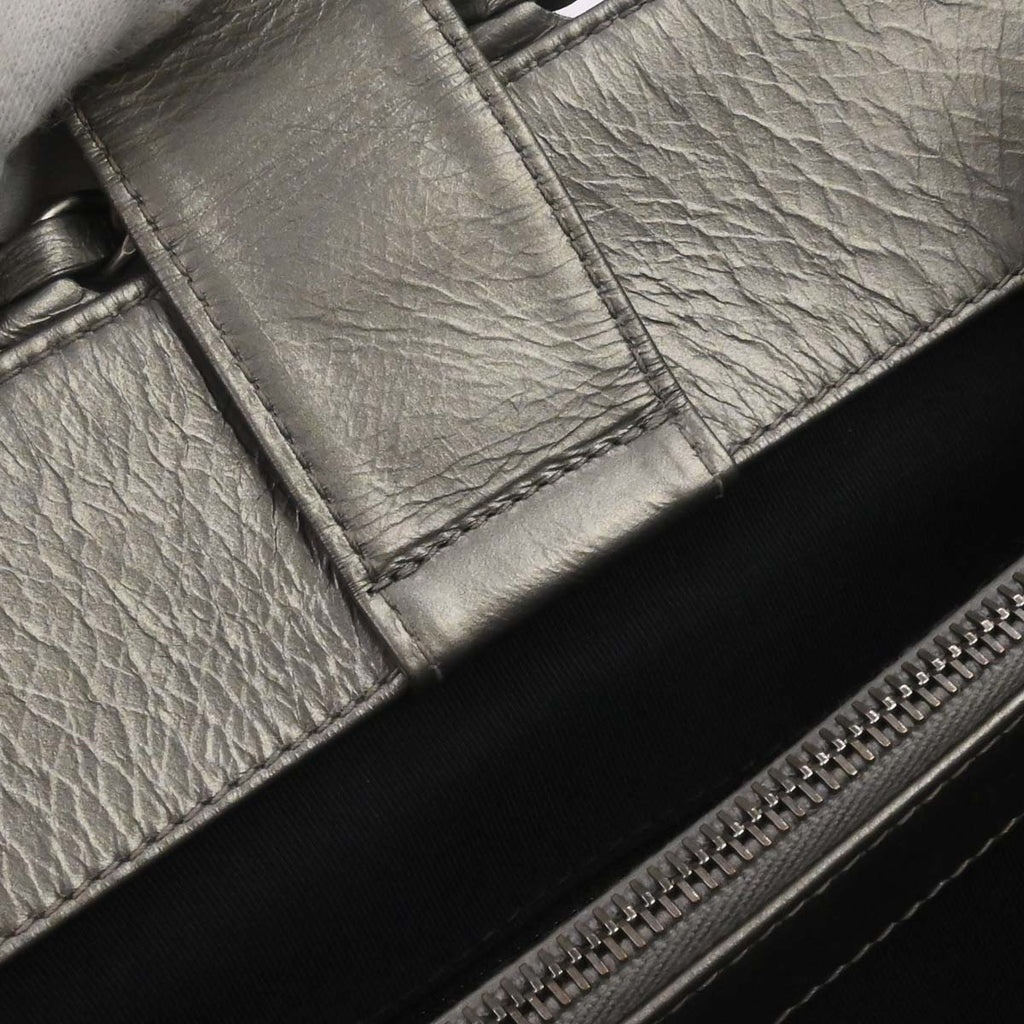 Chanel Metallic Silver Calfskin Chain Me Tote Handbag