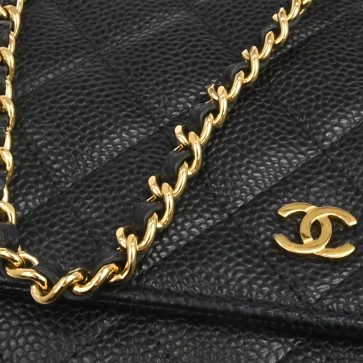 Chanel Black Caviar Classic WOC Wallet on Chain Bag