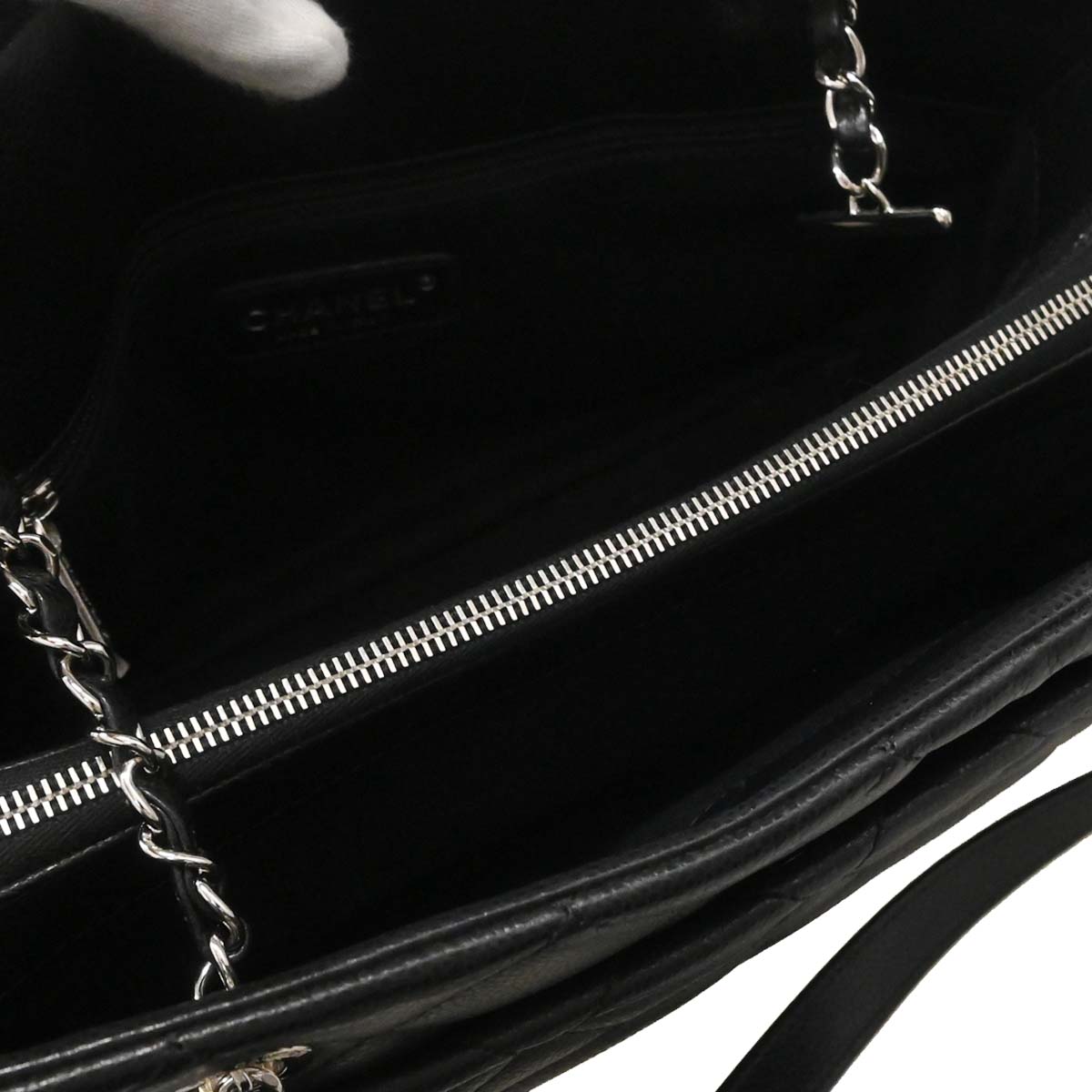 Chanel 2012-2013 Black Caviar Timeless CC Chain Tote Bag